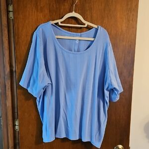 Women's Blue Top, Cute Pattern To Material, Sz 3x Runs Lg, Woman Within